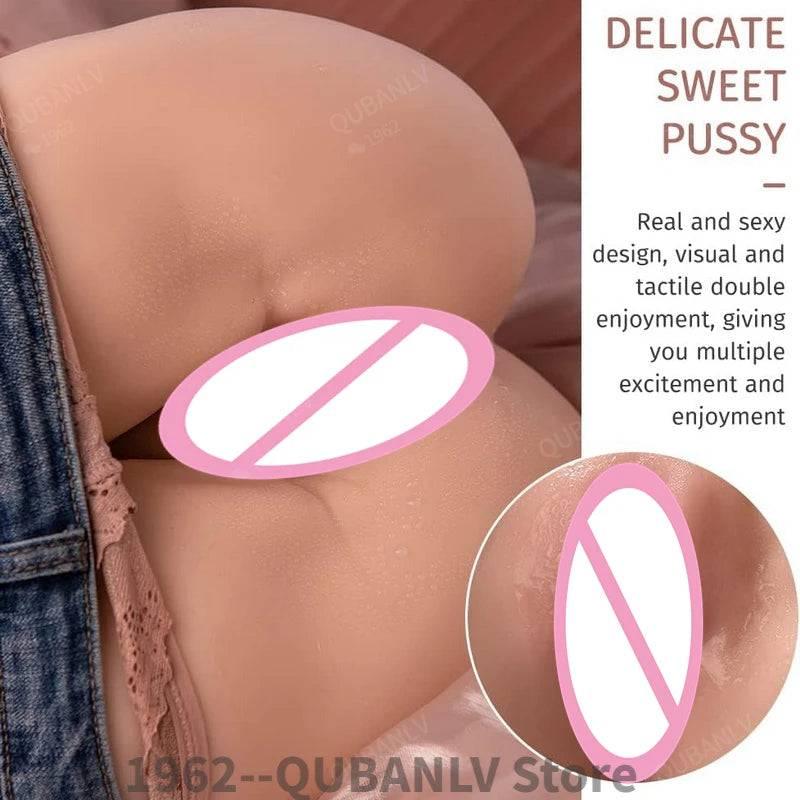 Female Sexy Torso Sex Doll: Big Ass with Automatic Sucking and Vibrating Features, Realistic Life Size Pussy, 5 Vibrations and 5 Suction Modes - Passion Pulse Adult
