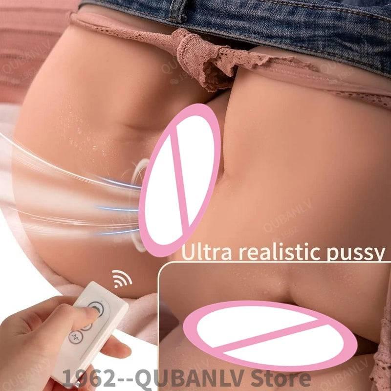Female Sexy Torso Sex Doll: Big Ass with Automatic Sucking and Vibrating Features, Realistic Life Size Pussy, 5 Vibrations and 5 Suction Modes - Passion Pulse Adult