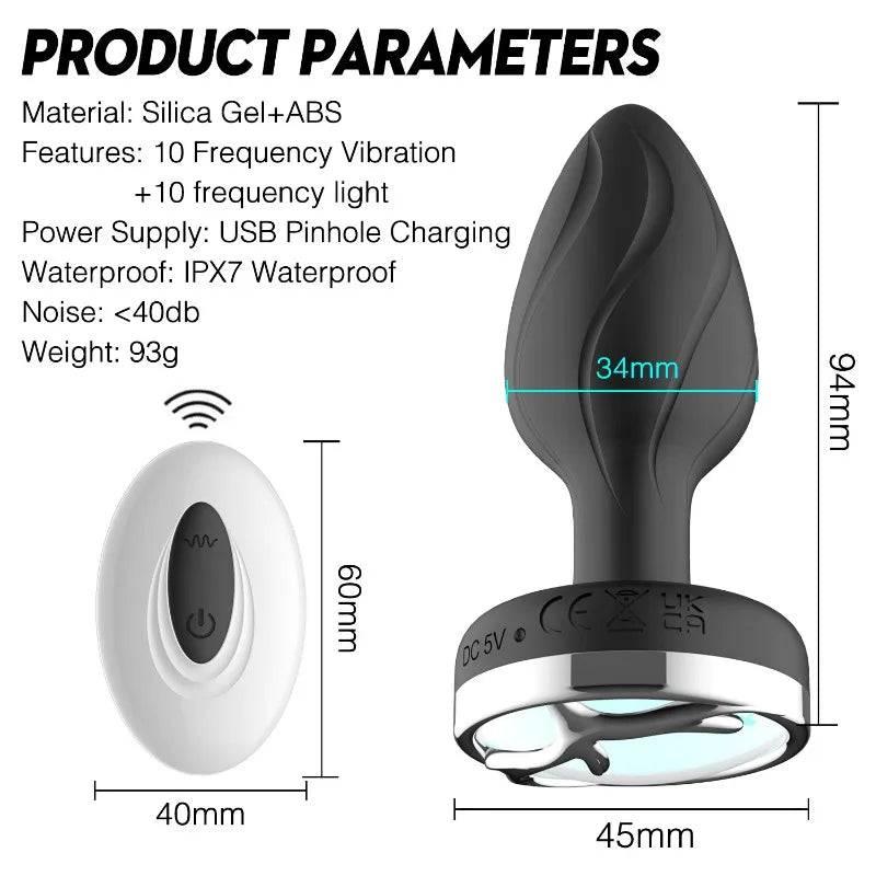 LumiVibe - Vibrating Light-Up Remote Control Plug - Passion Pulse Adult