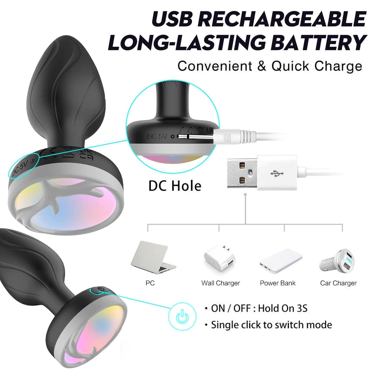 LumiVibe - Vibrating Light-Up Remote Control Plug - Passion Pulse Adult