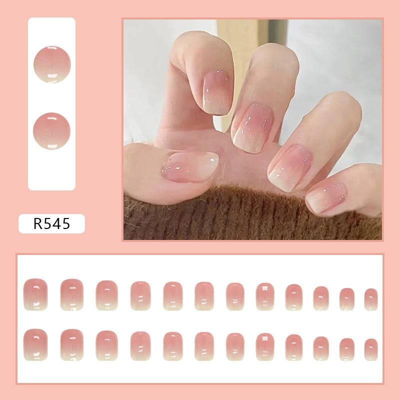Natural pure wearable square short nail art piece gradient color pink smudge new product - Passion Pulse Adult