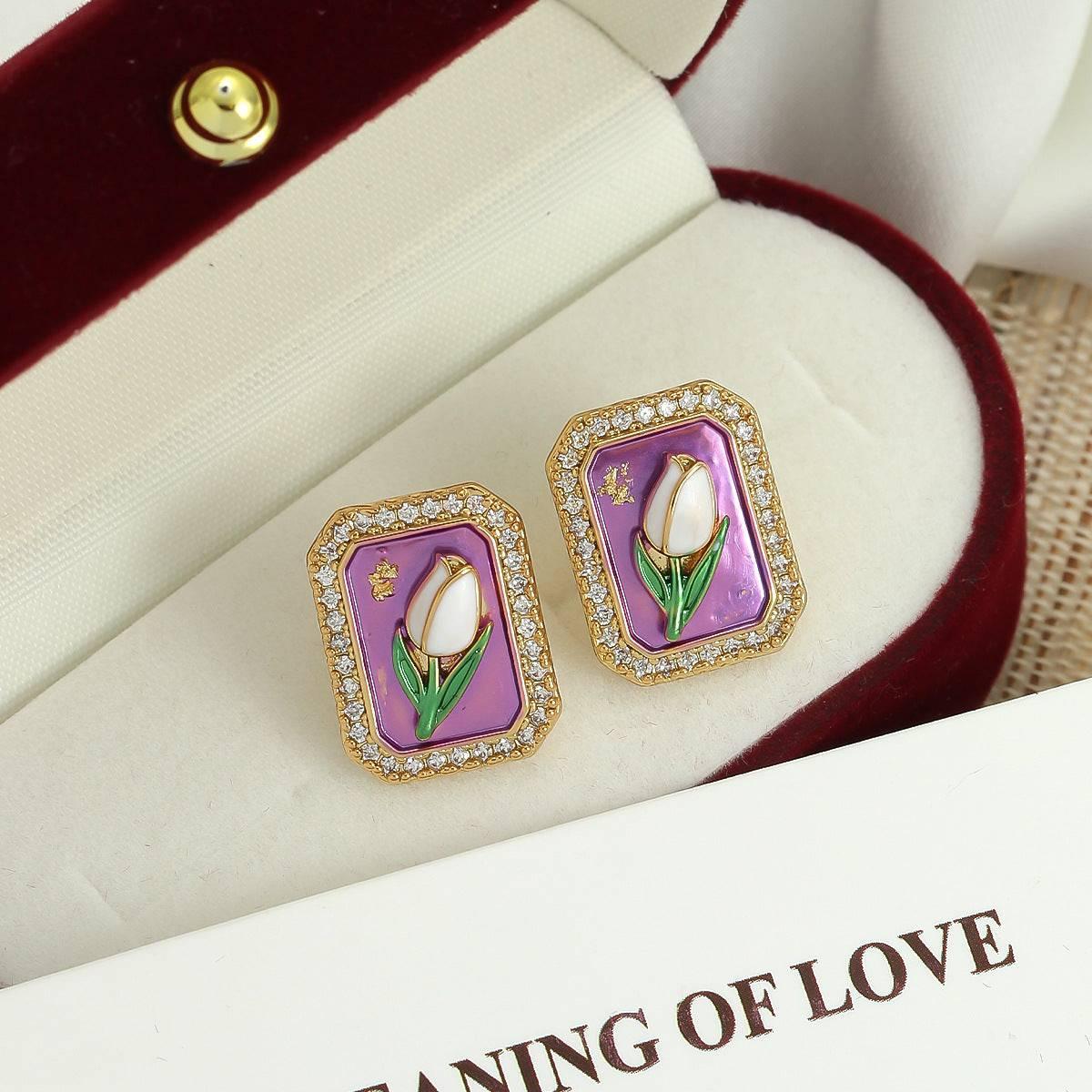 Oil Painting Style Tulip Earrings - Passion Pulse Adult