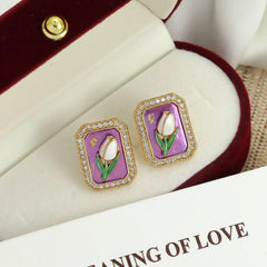 Oil Painting Style Tulip Earrings - Passion Pulse Adult