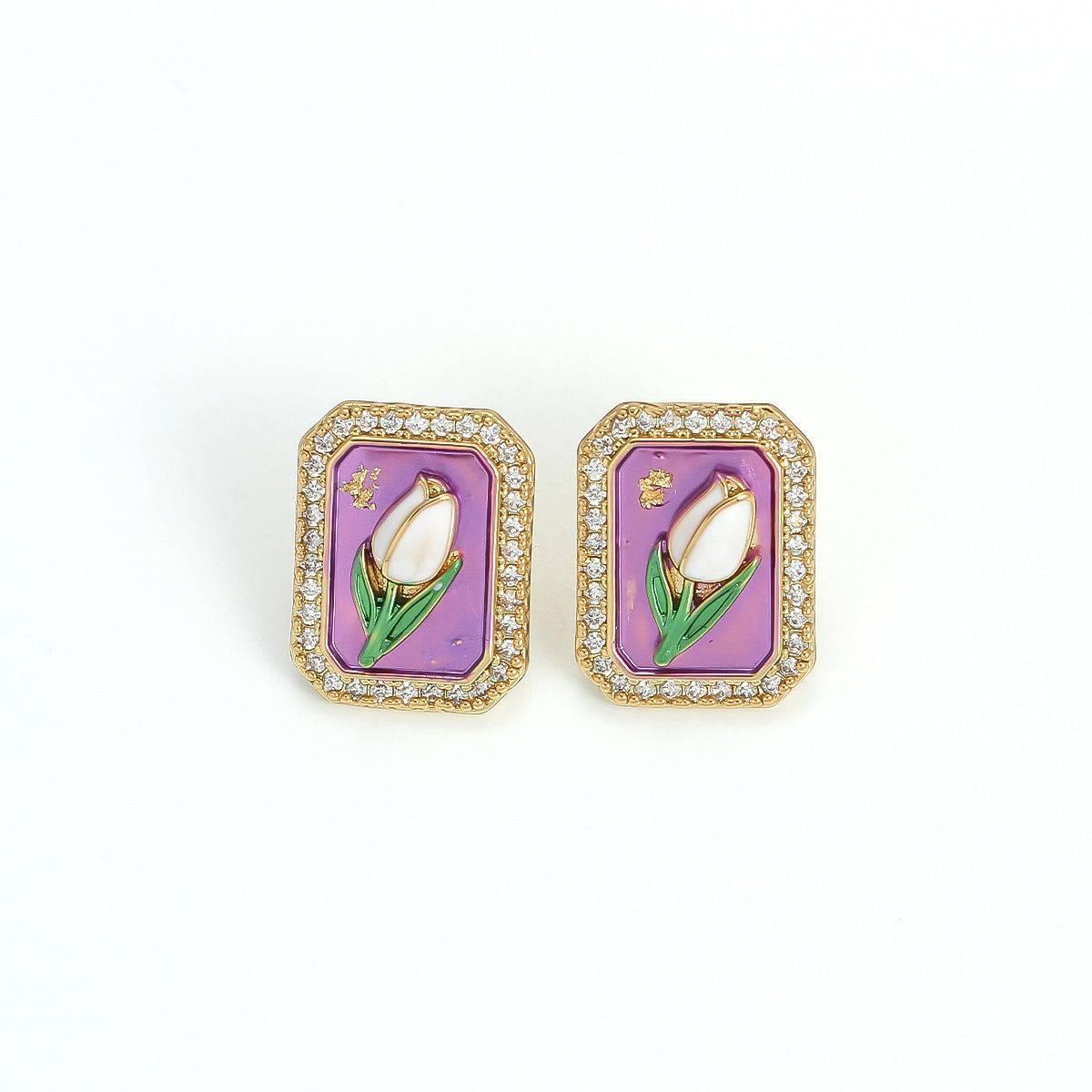Oil Painting Style Tulip Earrings - Passion Pulse Adult