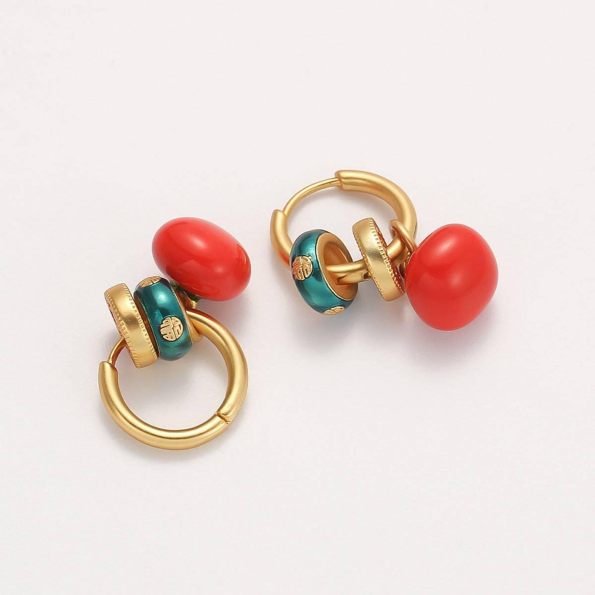 Persimmon Ruyi New Chinese Style Earrings - Passion Pulse Adult