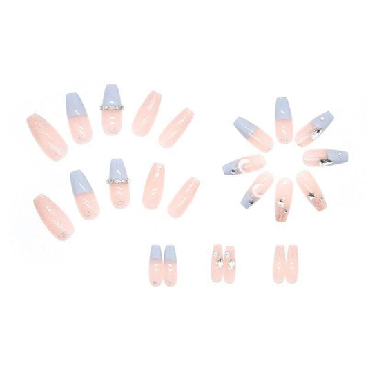 Sea Salt Macaron Color Clear Diamond Wearable Nails - Passion Pulse Adult