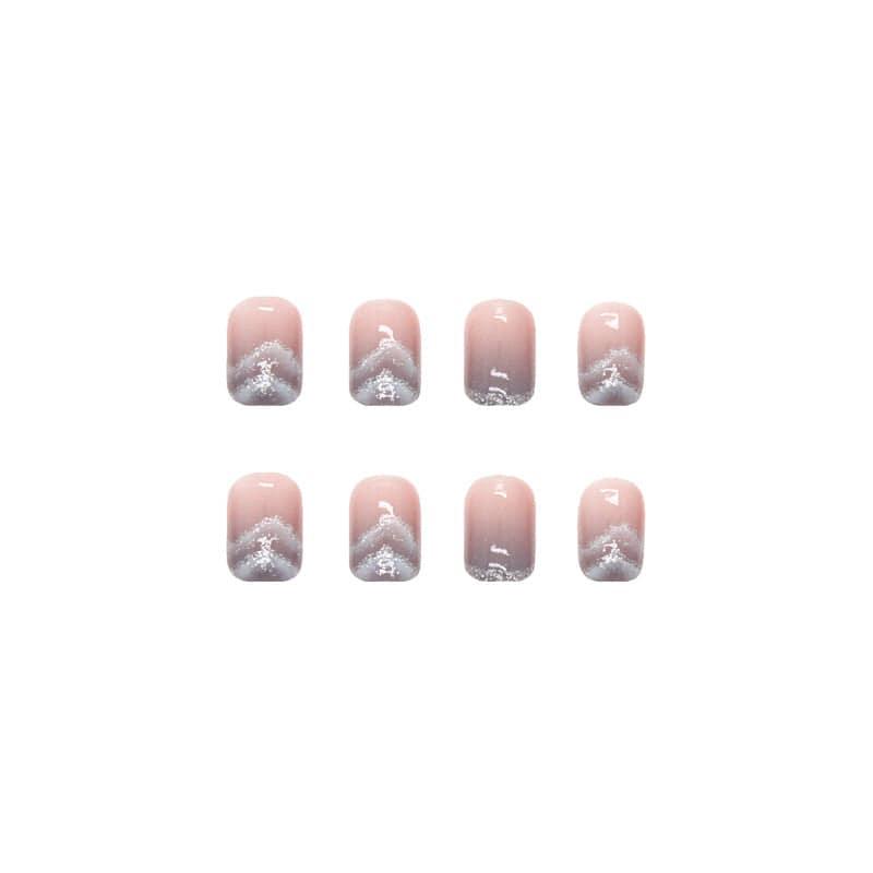 Short and thin new nail tips blue gradient smudged shiny fragments nail tips - Passion Pulse Adult
