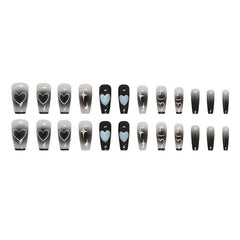 Silver Heart Shaped Star Fake Nails - Passion Pulse Adult