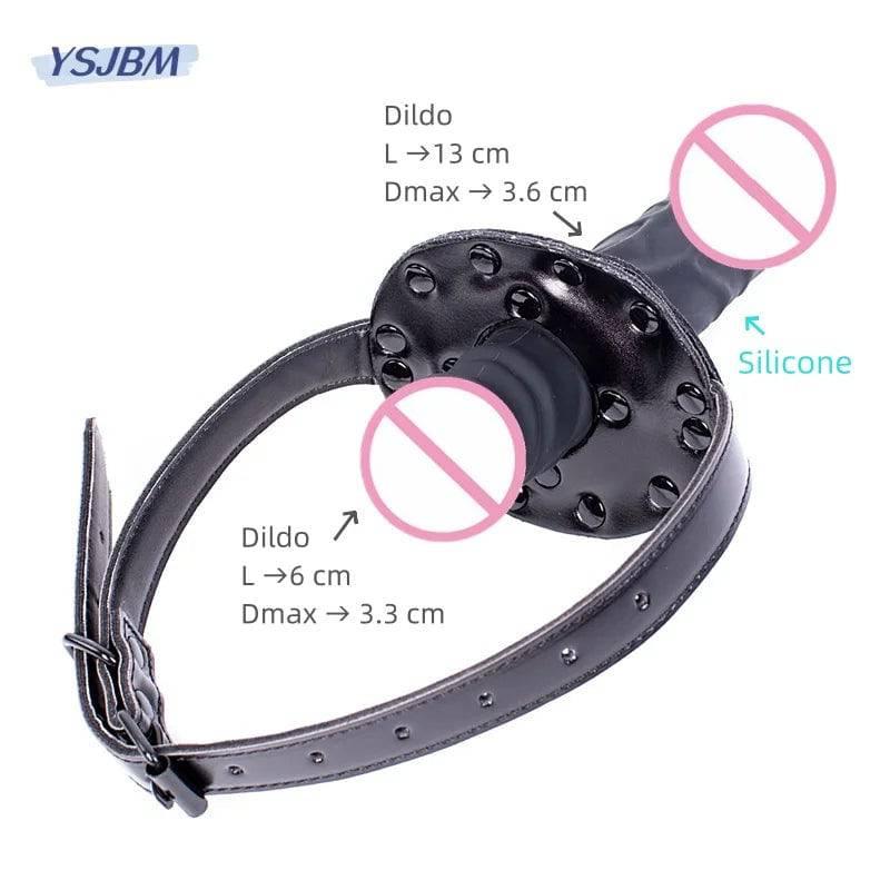 Double-Head Realistic Dildo Plug with Fetish Slave BDSM Bondage | Open Mouth Gags & Oral Restraints | Sex Toy for Couples & Lesbians - Passion Pulse Adult