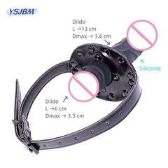 Double-Head Realistic Dildo Plug with Fetish Slave BDSM Bondage | Open Mouth Gags & Oral Restraints | Sex Toy for Couples & Lesbians - Passion Pulse Adult