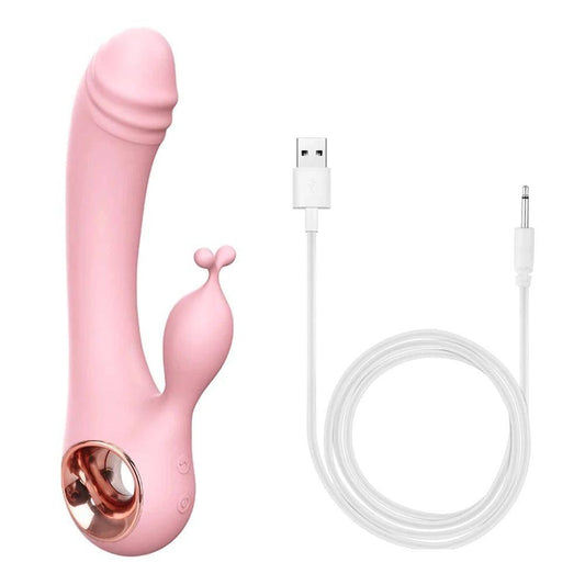 USB Rechargeable Rabbit Dildo Vibrator – 10-Frequency G-Spot & Clitoral Stimulation for Women - Passion Pulse Adult