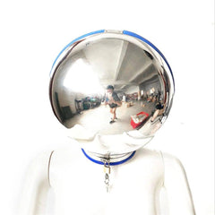Stainless Steel Bondage Ball Helmet Restraint | Lockable Hood with Handcuffs & Chains | BDSM Slave Hood for Men & Women - Passion Pulse Adult