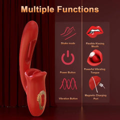 Powerful Tongue Licking Dildo Vibrator – G-Spot & Clitoris Stimulator - Passion Pulse Adult