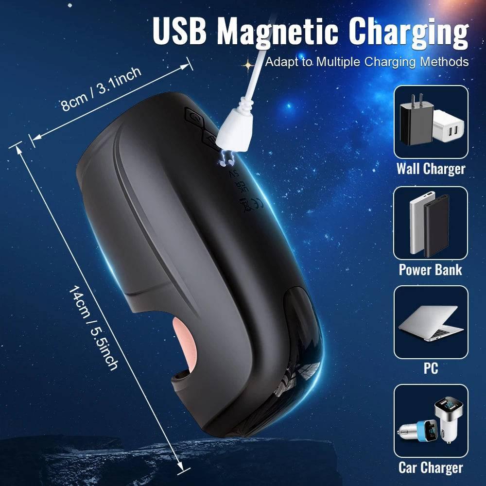 2-in-1 Tongue Licking & Tapping Vibrating Masturbator - Passion Pulse Adult