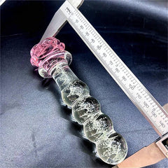 Luminous Pink Rose Glass Anal Plug – Elegant Anal Toy for Women & Men - Passion Pulse Adult