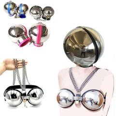 Stainless Steel Bondage Ball Helmet Restraint | Lockable Hood with Handcuffs & Chains | BDSM Slave Hood for Men & Women - Passion Pulse Adult
