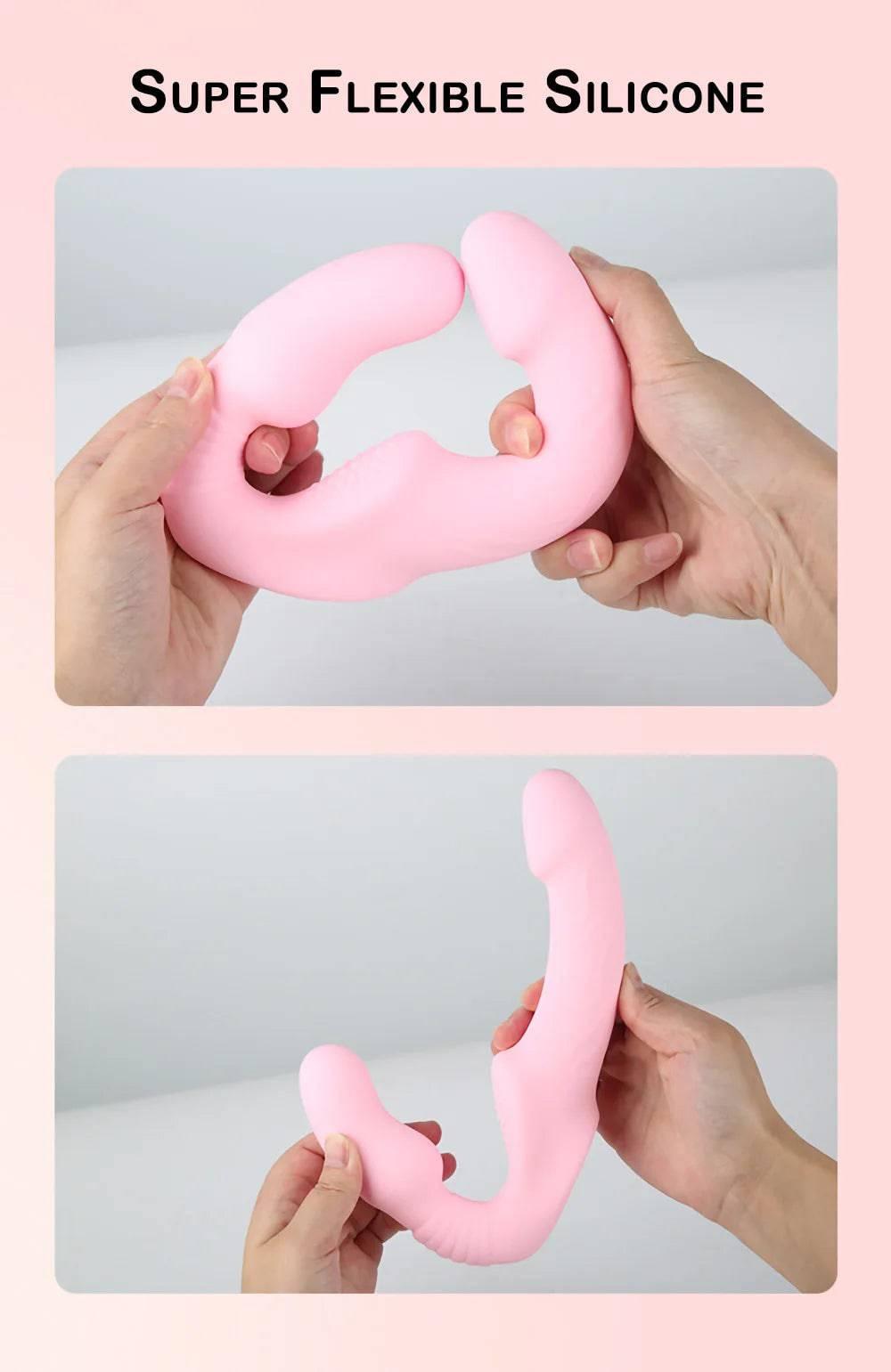 Strapless Strap-On Dildo Vibrator with Remote Control | G-Spot & Clitoral Stimulator | Sex Toy for Women & Lesbian Couples - Passion Pulse Adult