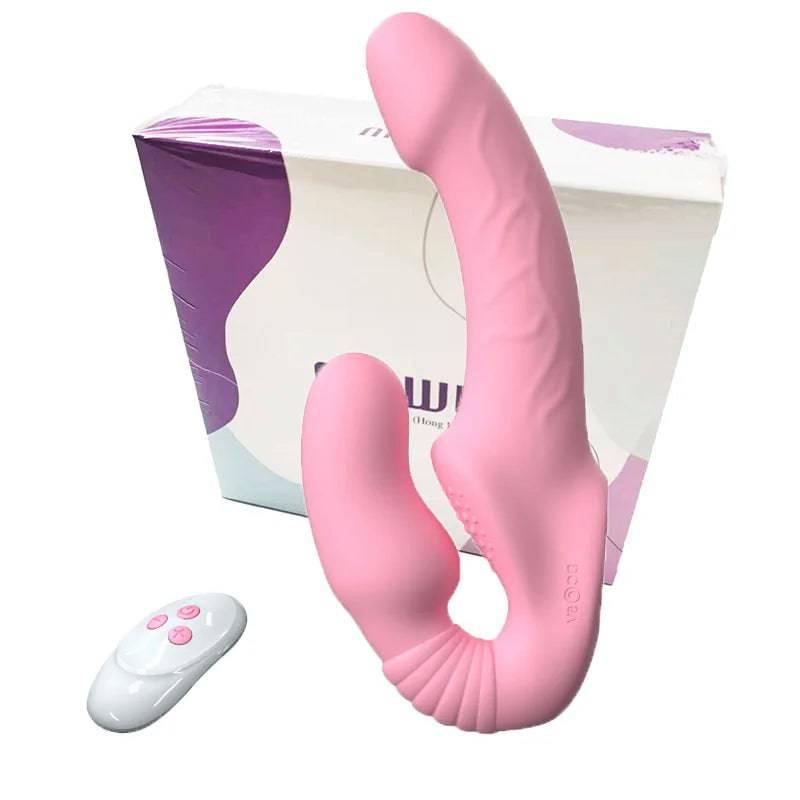 Strapless Strap-On Dildo Vibrator with Remote Control | G-Spot & Clitoral Stimulator | Sex Toy for Women & Lesbian Couples - Passion Pulse Adult