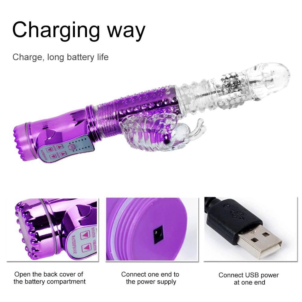 Telescopic G-Spot Rabbit Vibrator – Clit & Vaginal Massager - Passion Pulse Adult