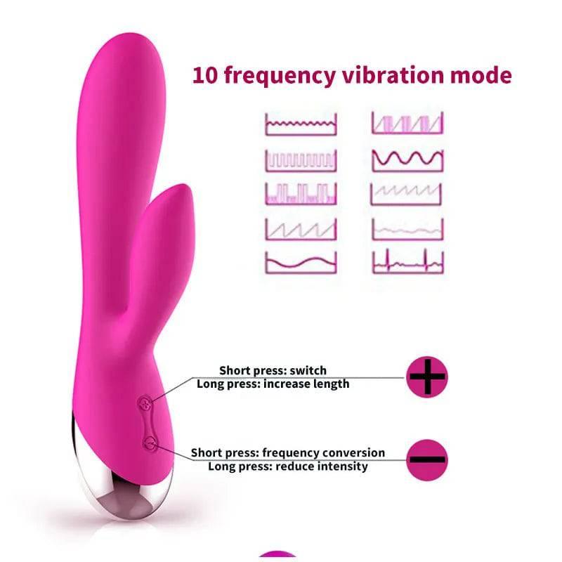 10-Speed USB Rechargeable Rabbit Vibrator – Powerful G-Spot & Clitoral Stimulator - Passion Pulse Adult