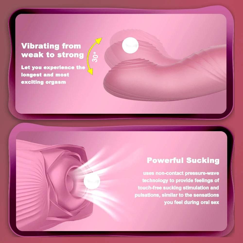 Rose Sucking Licking Vibrator for Women Dildo Clit Sucker Nipple Clitoris Stimulation Vibrators Female Sex Toys for Adults 18+ - Passion Pulse Adult