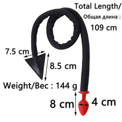 Devil Tail Metal Anal Plug with PU Leather Whip - Cosplay and Roleplay Butt Plug for Couples, Men, and Women BDSM Games - Passion Pulse Adult