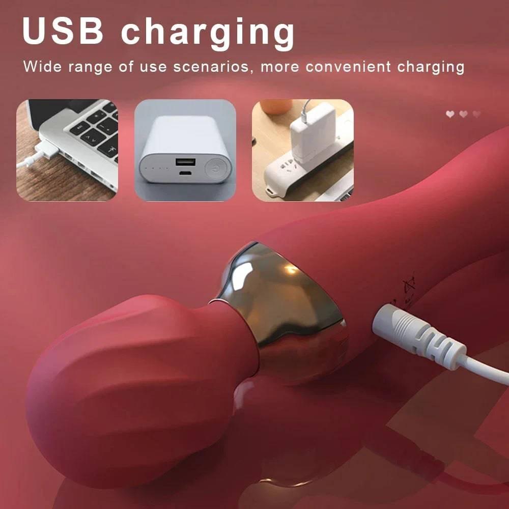 Powerful Wand Vibrator for Women – 10 Modes, Clit & G-Spot Stimulator - Passion Pulse Adult