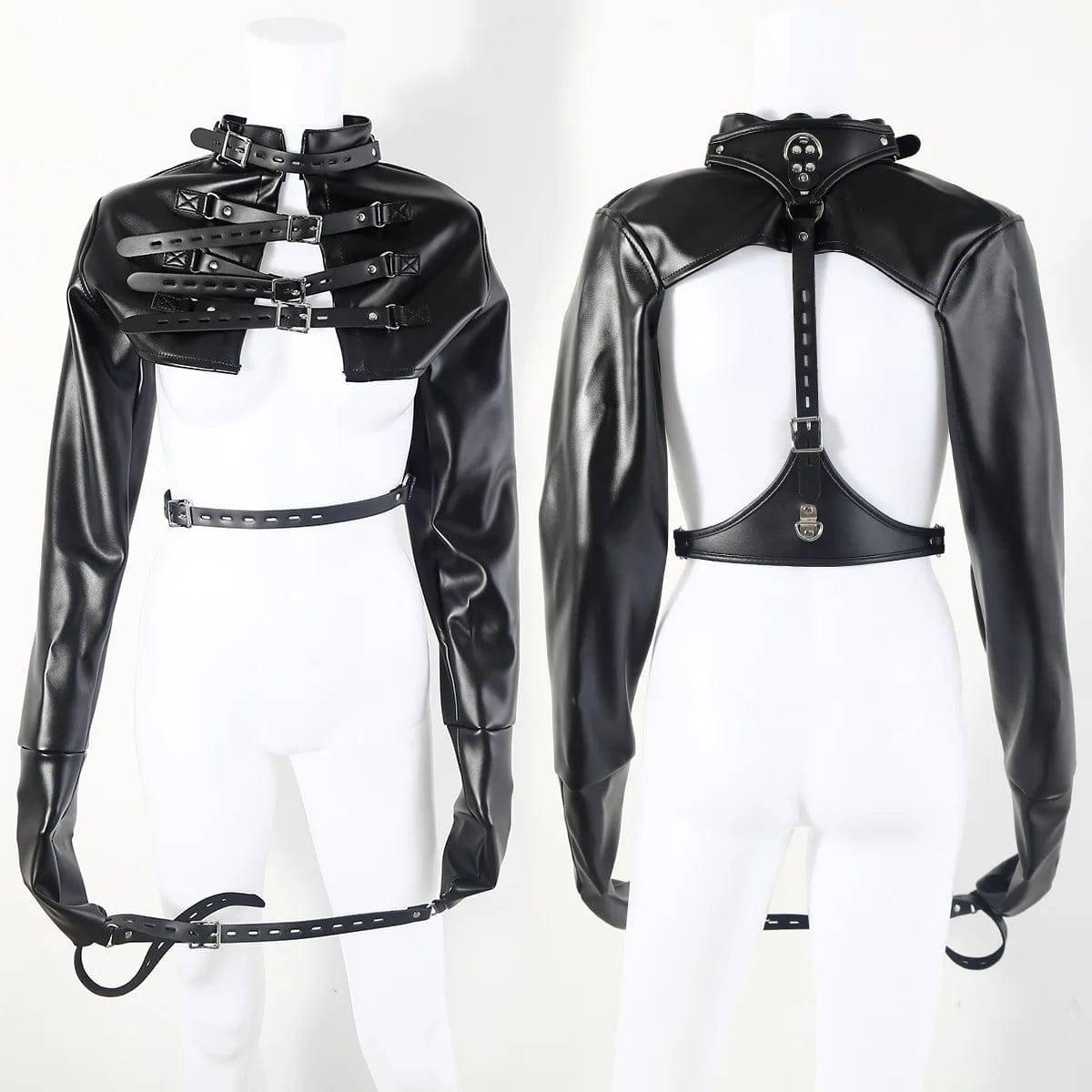 bdsm gear PU Bondage Jacket with Hand and Arm Restraints