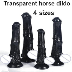 Huge Transparent Black Horse Dildo - Realistic TPE with Strong Suction Cup - Passion Pulse Adult