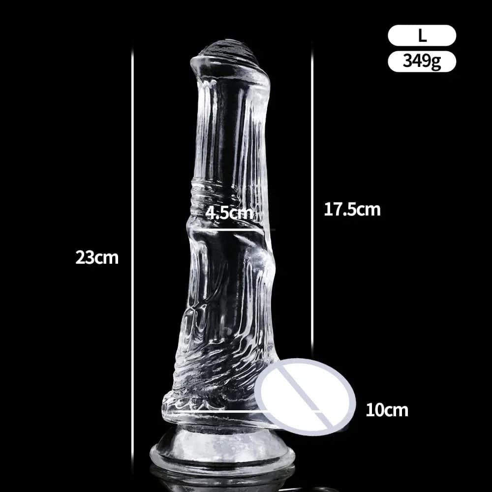 Huge Transparent Black Horse Dildo - Realistic TPE with Strong Suction Cup - Passion Pulse Adult