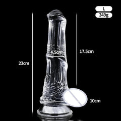 Huge Transparent Black Horse Dildo - Realistic TPE with Strong Suction Cup - Passion Pulse Adult
