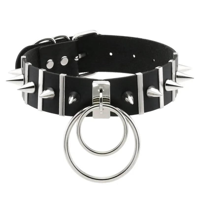 Harajuku Punk Rock Rivet Goth Choker | PU Leather Collar with Heart, Cross & Spikes | Hip Hop Bondage Jewelry for Women - Passion Pulse Adult