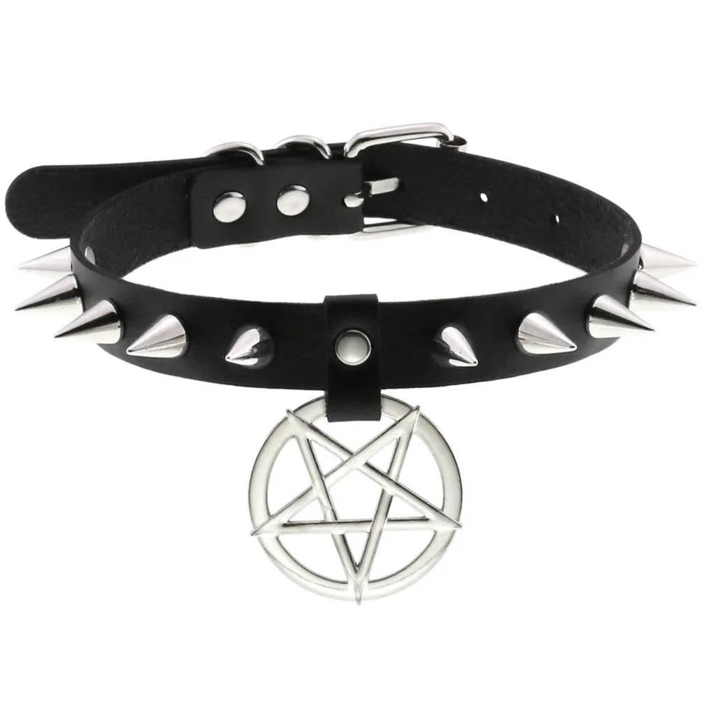 Harajuku Punk Rock Rivet Goth Choker | PU Leather Collar with Heart, Cross & Spikes | Hip Hop Bondage Jewelry for Women - Passion Pulse Adult