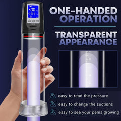 LED Display Electric Vacuum Penis Enlargement Training Pump for Men: Sex Toy Penis Extender with Powerful Suction - Adult Toys - Passion Pulse Adult