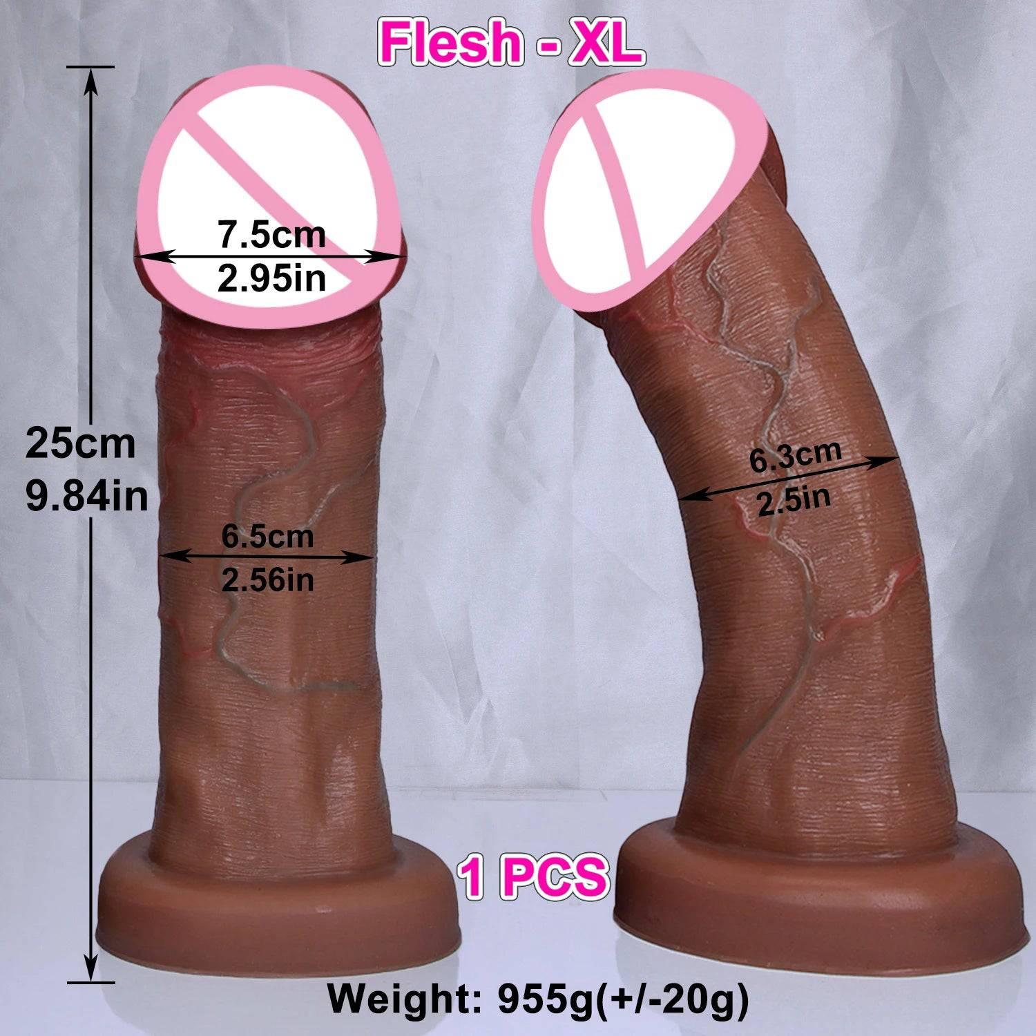 Huge Soft Realistic Dildo with Suction Cup - Double-Layer Design - Passion Pulse Adult
