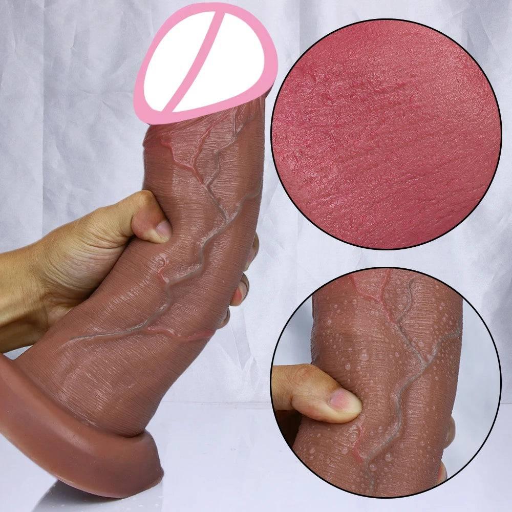 Huge Soft Realistic Dildo with Suction Cup - Double-Layer Design - Passion Pulse Adult