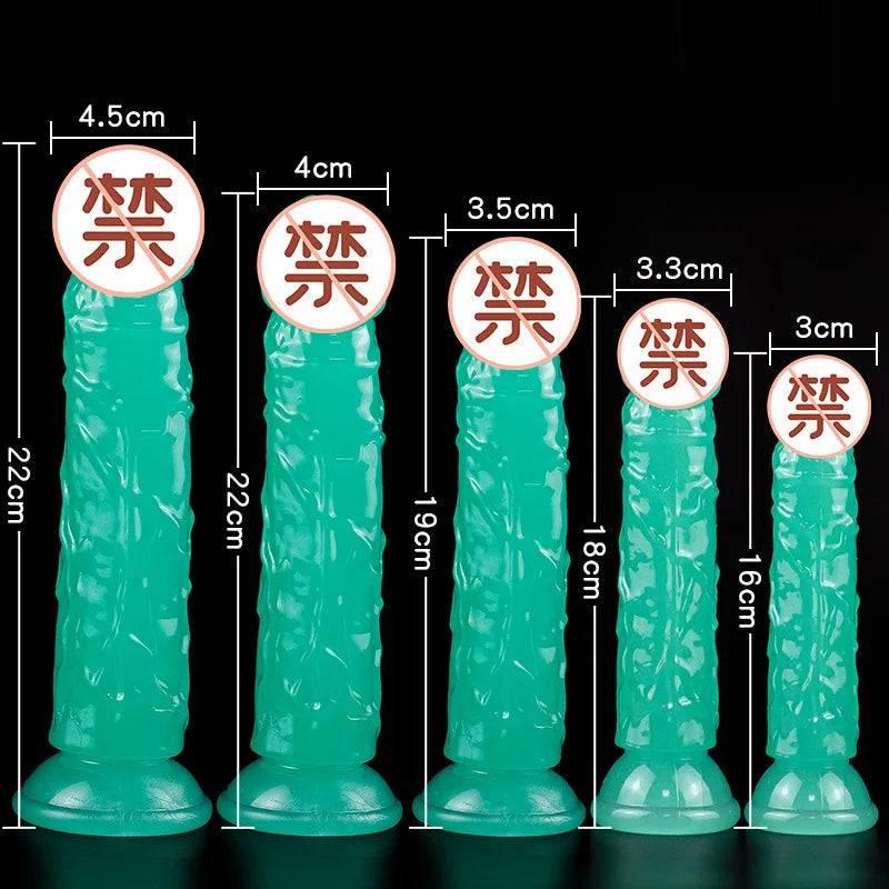 Luminous Realistic Dildo – S/M/L/XL/XXL Sizes with Suction Cup for Women & Couples - Passion Pulse Adult