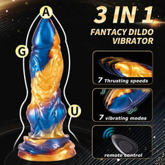 3-in-1 Thrusting Monster Dildo Vibrator with Remote Control - Passion Pulse Adult