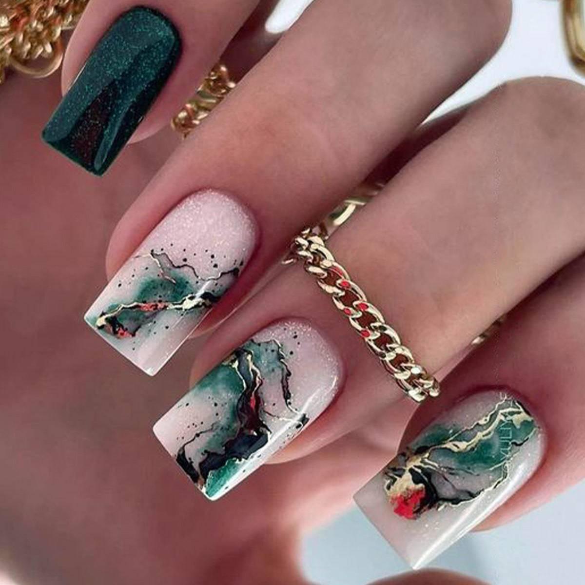 Dark Green Smudged Wearing Nail - Passion Pulse Adult