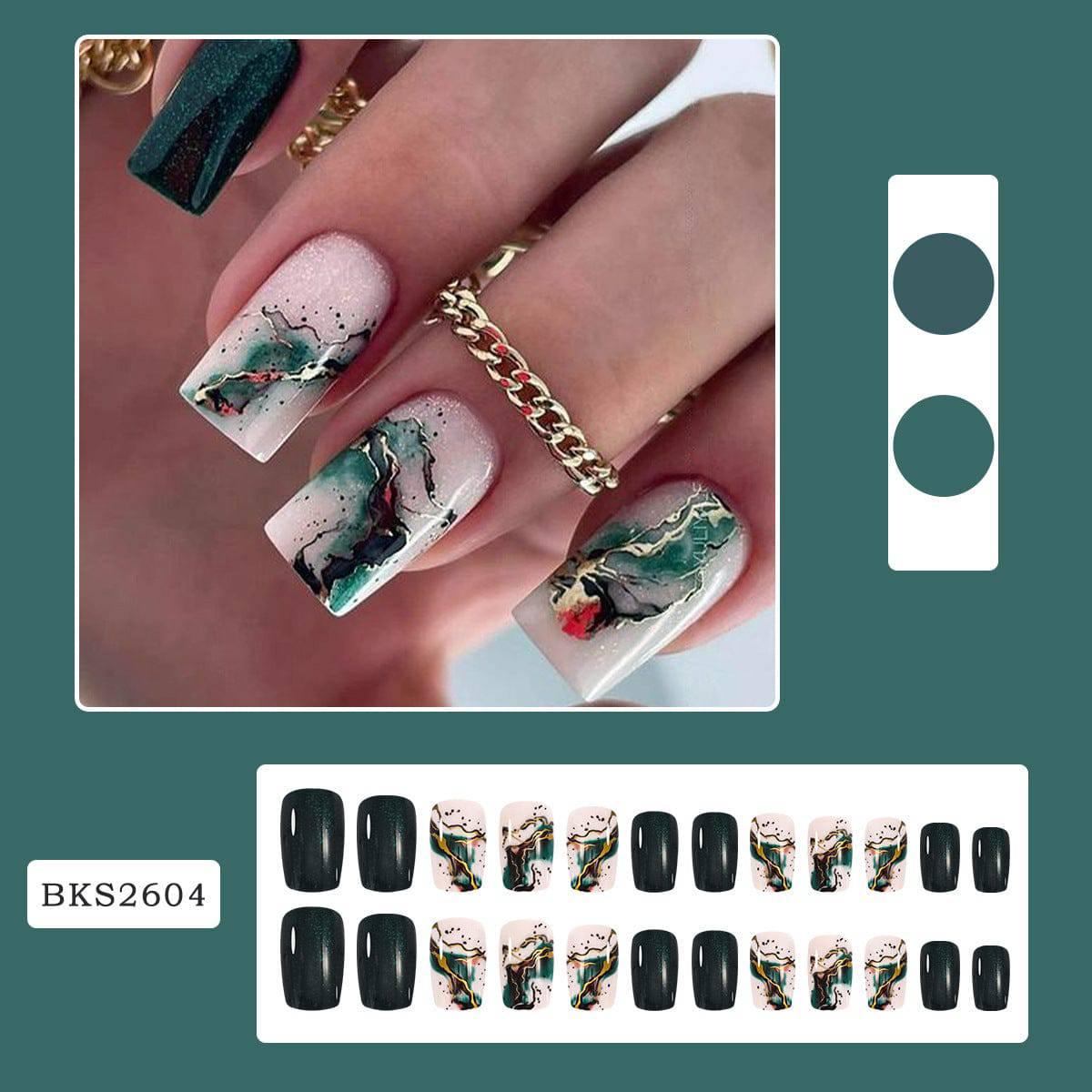 Dark Green Smudged Wearing Nail - Passion Pulse Adult