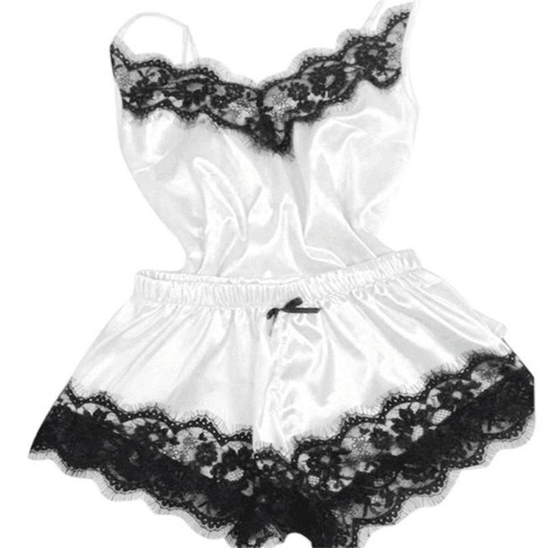 Sexy Temptation Nightgown Two Piece Set Lace Silk Home Clothes - Passion Pulse Adult