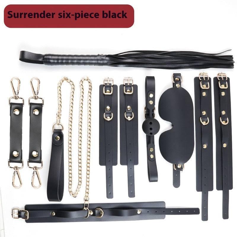 SM Discipline Set: Cuffs and Leather Whip - Passion Pulse Adult