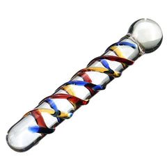 Dual-Ended Spiral Crystal Glass Dildo - G-Spot & Clitoral Massager