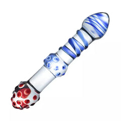 Dual-Ended Spiral Crystal Glass Dildo - G-Spot & Clitoral Massager