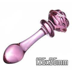 Pink Rose Glass Dildo - Elegant Flower-Shaped Pleasure Toy