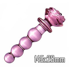 Pink Rose Glass Dildo - Elegant Flower-Shaped Pleasure Toy