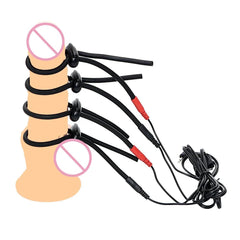 Electric Shock Penis Plug and Cock Ring Stimulator | Estim Electrostimulation Anal Plug BDSM Electrosex Toy for Couples 18+