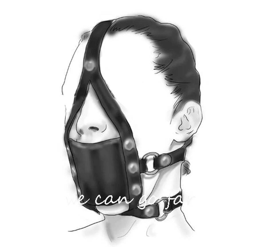 Leather Head Harness with Mouth Gag and Blindfold | BDSM Silicone Ball Gag Mask for Couples Roleplay & Bondage Games 18+ - Passion Pulse Adult