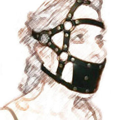 Leather Head Harness with Mouth Gag and Blindfold | BDSM Silicone Ball Gag Mask for Couples Roleplay & Bondage Games 18+