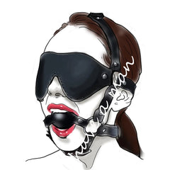 Leather Head Harness with Mouth Gag and Blindfold | BDSM Silicone Ball Gag Mask for Couples Roleplay & Bondage Games 18+